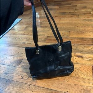 Marino Orlandi Genuine Black Leather Tote Bag Purse - Made in Italy Gold